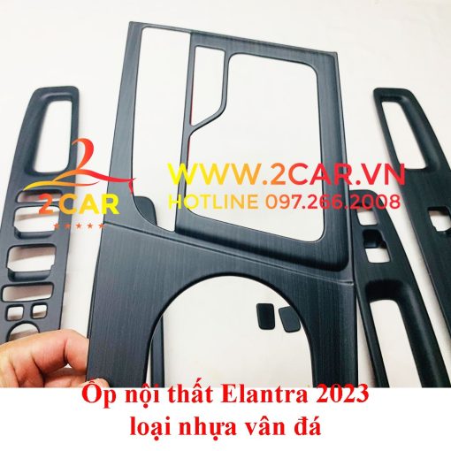 Ốp nội thất xe Elantra 2022, 2023 loại nhựa vân Đá cao cấp, sang trọng - Hình ảnh 5