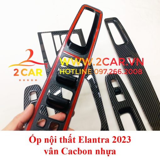 Ốp nội thất CARBON xe Elantra 2022- 2023 loại nhựa vân Cacbon cao cấp sang trọng - Hình ảnh 6