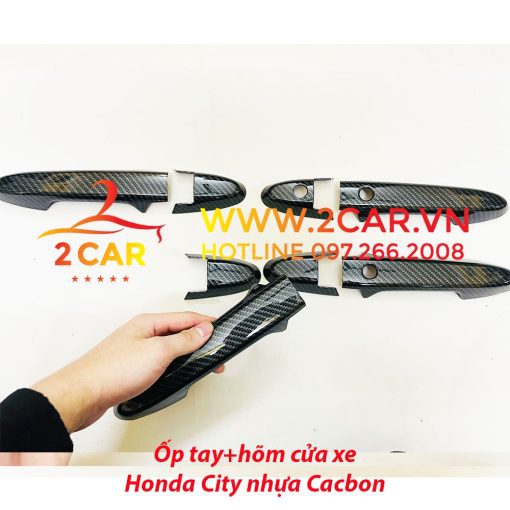 Ốp Tay Hõm Cửa Honda City 2014-2023 nhựa vân Carbon Cao Cấp - Hình ảnh 8