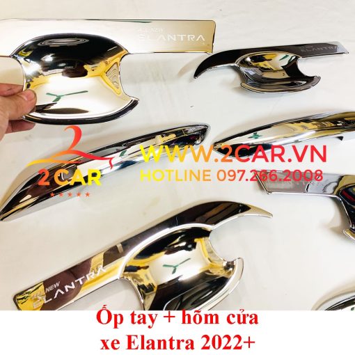 Ốp tay nắm, hõm cửa xe Hyundai Elantra 2022 2023 mạ crom cao cấp - Hình ảnh 7