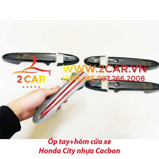 Ốp Tay Hõm Cửa Honda City 2014-2023 nhựa vân Carbon Cao Cấp - Hình ảnh 9