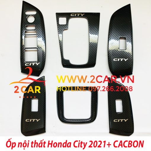 Ốp nội thất cacbon xe Honda City 2021 2022 vân Cacbon Cao cấp