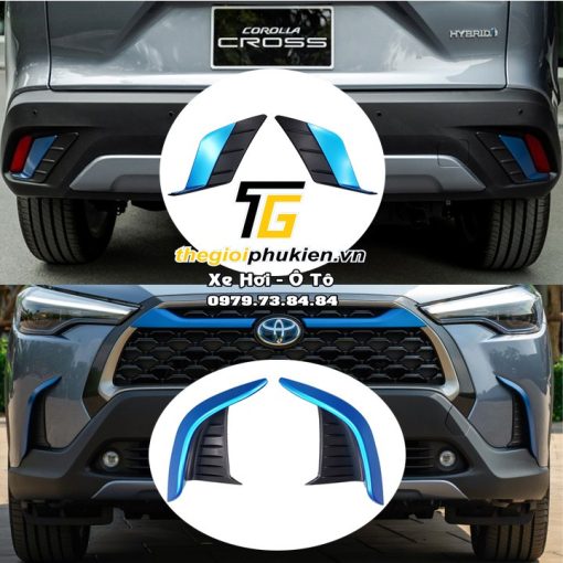 Ốp viền đèn gầm trước, sau xe Toyota Corolla Cross 2020 - 2021 - 2022 - 2 màu xanh - trắng - Hình ảnh 10