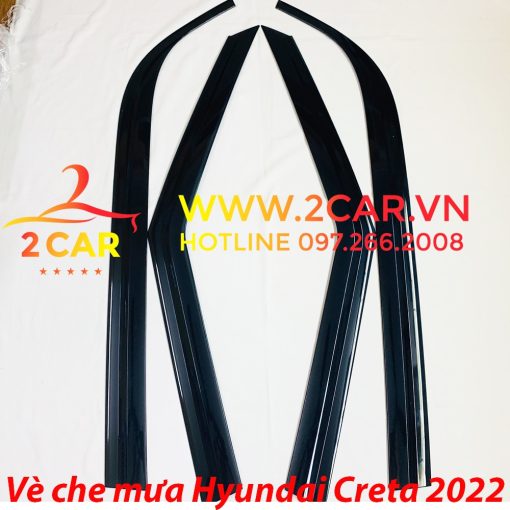 Vè che mưa xe Hyundai Creta 2022 2023 nhựa đen cao cấp, viền chắn mưa Creta 2022