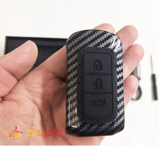 Ốp chìa khóa, bọc, bao khóa carbon xe Mitsubishi Xpander, Outlander, Attrage, Mirage, Pajero chìa thông minh vân cacbon