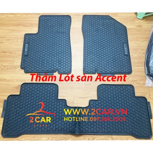 Thảm Lót Sàn Cao Su Xe Hyundai Accent 2018- 2021, 2022, 2023 Sàn Cao Su Đúc Accent Ko Mùi Mẫu NISSIN chữ trắng