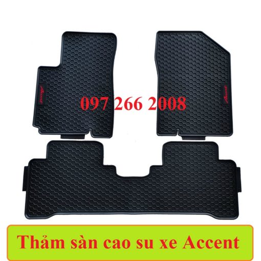 Thảm lót sàn cao su 3D xe Hyundai Accent 2018 - 2021, 2022, 2023 không mùi - Mẫu tổ ong Chữ đỏ không tai