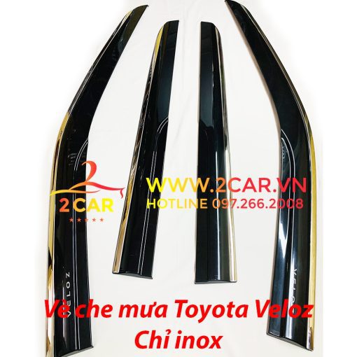 Vè che mưa, viền chắn mưa xe Toyota Veloz 2022 loại chỉ Inox 4 chi tiết cao cấp