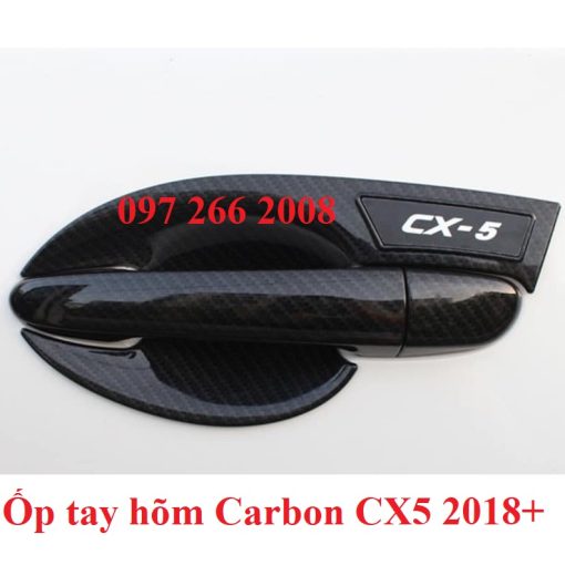 Ốp tay hõm cửa CARBON xe Mazda CX5 2018, 2019, 2020, 2021,2022,2023 vân cacbon cao cấp