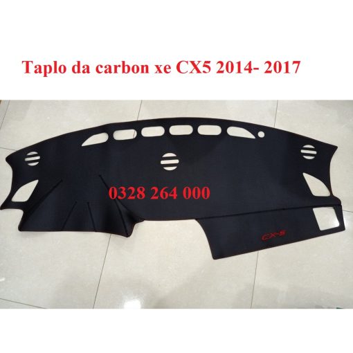 Thảm taplo da carbon xe Mazda CX5, Cx-5 đời 2014- 2015- 2016- 2017 Hàng 3 lớp chống trượt vân cacbon cao cấp