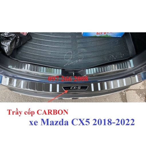 Chống trầy cốp trong ngoài CARBON Xe Mazda CX5 , CX-5 2018 2019 2020 2021 2022 2023 vân cacbon cao cấp