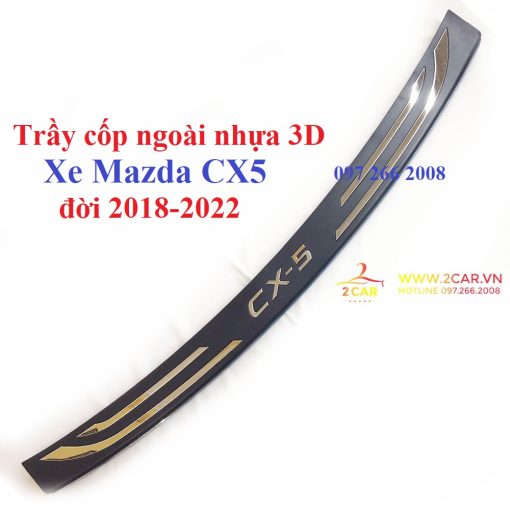 Ốp chống trầy cốp ngoài xe Mazda Cx5 2018- 2023, loại nhựa 3D cao cấp