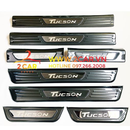 Ốp Bậc Cửa, Nẹp bước chân Xe Tucson 2016- 2021, vân CACBON cao cấp