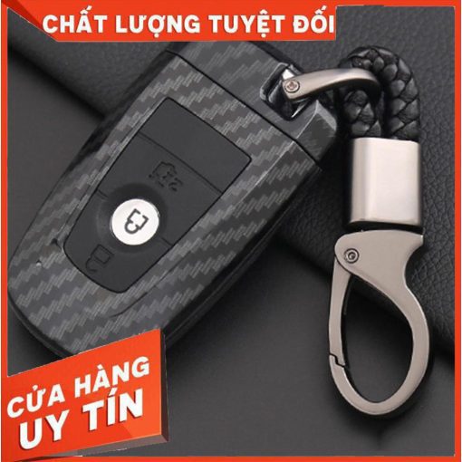 Ốp chìa khóa carbon xe Ford Everest, Ranger, Ecosport 2018 2019 2020 2023 vân cacbon có kèm móc đeo
