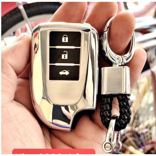 Ốp chia khóa xe Toyota Vios,Yaris 2019 2020 2021 2022 chìa thông minh có kèm móc treo Silicon cao cấp