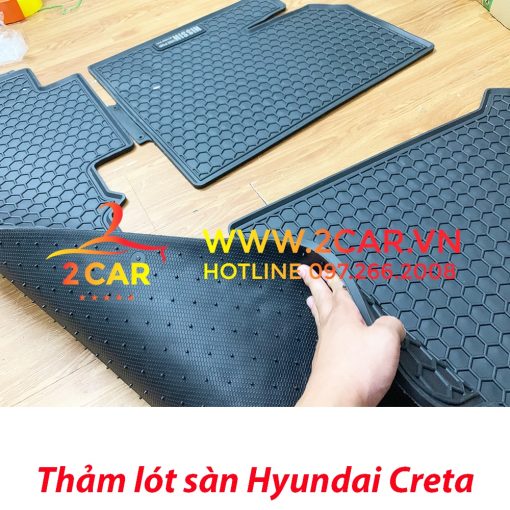 Thảm sàn, Thảm lót sàn xe Hyundai CRETA 2022 2023 cao su đúc, vân tổ ong, không mùi, MẪU NISSIN - Hình ảnh 2