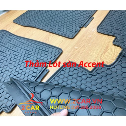Thảm Lót Sàn Cao Su Xe Hyundai Accent 2018- 2021, 2022, 2023 Sàn Cao Su Đúc Accent Ko Mùi Mẫu NISSIN chữ trắng - Hình ảnh 3