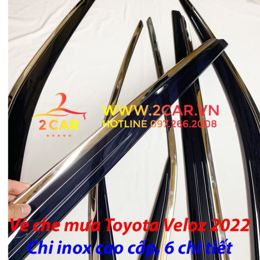 Vè che mưa, viền chắn mưa xe Toyota Veloz 2022 loại chỉ Inox 6 chi tiết cao cấp - Hình ảnh 3