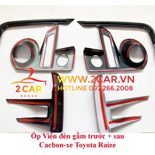 Ốp viền đèn gầm trước, sau CACBON xe Toyota Raize 2021- 2022, Vân Carbon cao cấp - Hình ảnh 3