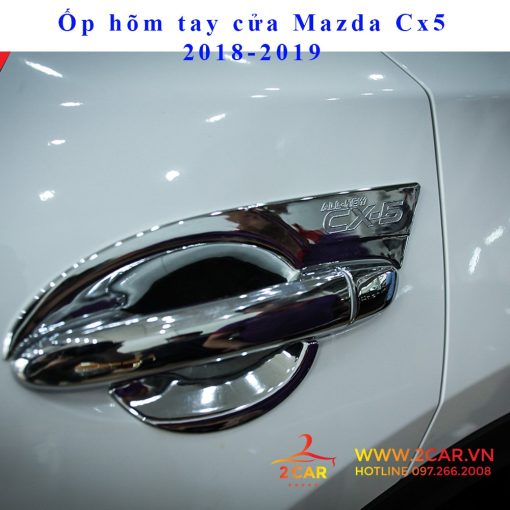 Ốp tay nắm, hõm cửa xe Mazda Cx5, CX-5 2018 - 2021, 2022,2023 mạ crom, bản có khóa từ - Hình ảnh 2