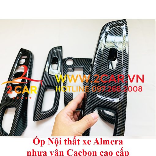 Ốp nội thất CARBON xe Nissan Almera 2021 2022 2023 Hàng nhựa ABS vân cacbon cao cấp - Ảnh 3