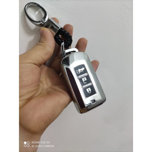 Ốp, bọc chìa khóa xe Mitsubishi Xpander, Outlander , Attrage, Mirage, Pajero- chìa thông minh- Mẫu SILICON MẠ TRẮNG - Hình ảnh 3