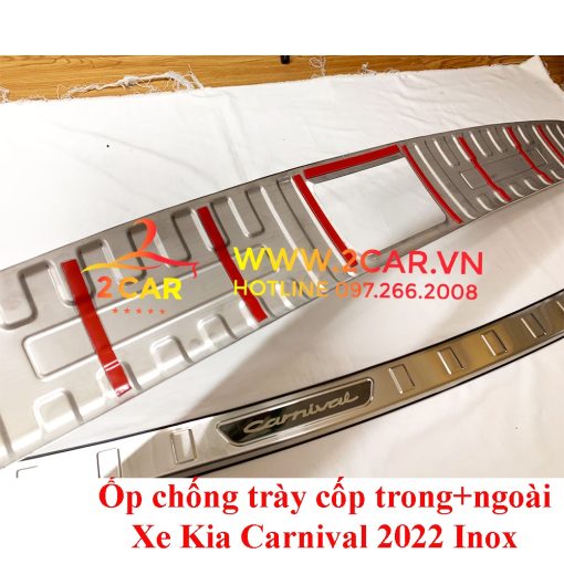 Ốp chống trầy cốp, ốp nẹp cốp sau trong, ngoài xe Kia Carnival 2021- 2022 Chất liệu Inox cao cấp - Hình ảnh 2