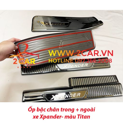 Ốp bậc cửa, nẹp bước chân trong, ngoài xe Xpander 2018- 2021, 2022, 2023 chung bản Cross chất liệu Titan cao cấp - Hình ảnh 3