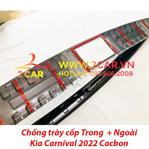 Ốp chống trầy cốp, ốp nẹp cốp sau carbon xe Kia Carnival 2021- 2022- 2023 vân cacbon cao cấp - Hình ảnh 2