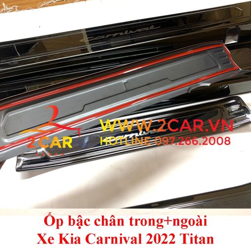 Ốp bậc cửa, nẹp bước chân xe Kia Carnival 2021 2022 2023 Mẫu TITAN - 6 chi tiết - Ảnh 2