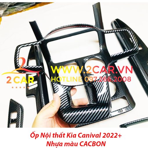 Ốp nội thất CACBON xe Kia Carnival 2022- 2023 nhựa vân carbon cao cấp,ốp công tắc lên xuống kính, hộp cần số xe Carnival - Hình ảnh 2