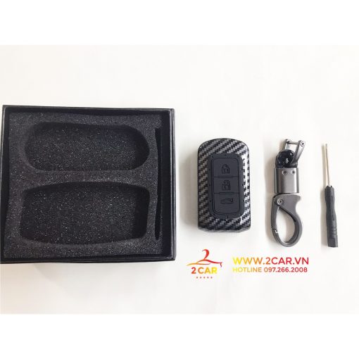 Ốp chìa khóa, bọc, bao khóa carbon xe Mitsubishi Xpander, Outlander, Attrage, Mirage, Pajero chìa thông minh vân cacbon - Hình ảnh 3