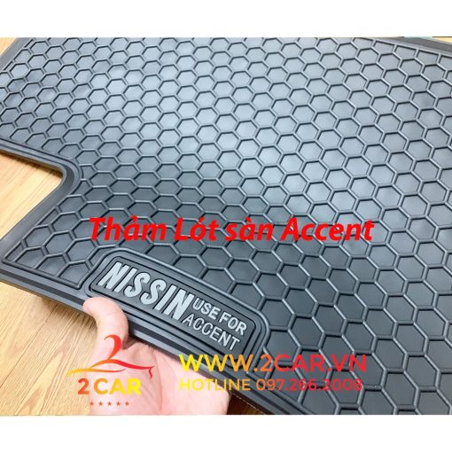 Thảm Lót Sàn Cao Su Xe Hyundai Accent 2018- 2021, 2022, 2023 Sàn Cao Su Đúc Accent Ko Mùi Mẫu NISSIN chữ trắng - Hình ảnh 4