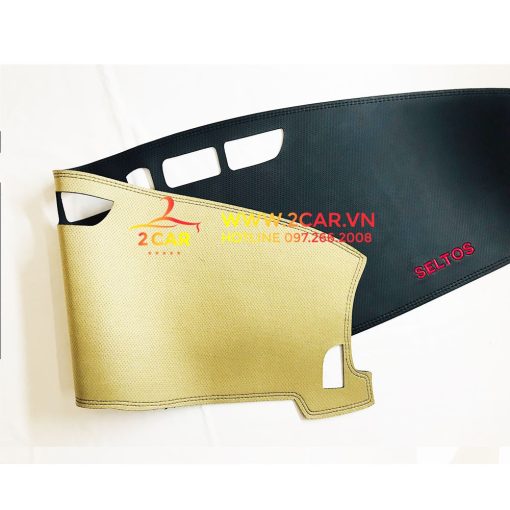Thảm taplo da cacbon xe Kia Seltos 2020- 2021- 2022 vân da carbon 3 lớp cao cấp, chống trượt, chống nắng nóng hiệu quả - Hình ảnh 4