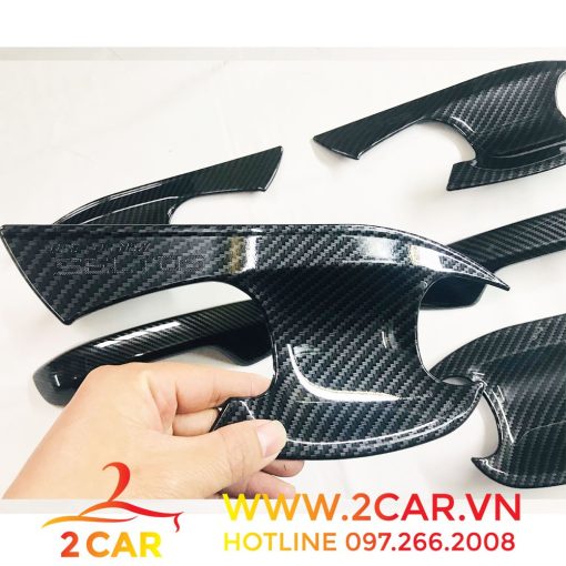 Ốp tay nắm + hõm cửa Carbon xe Kia Seltos 2020- 2021- 2022 vân cacbon cao cấp - Hình ảnh 4