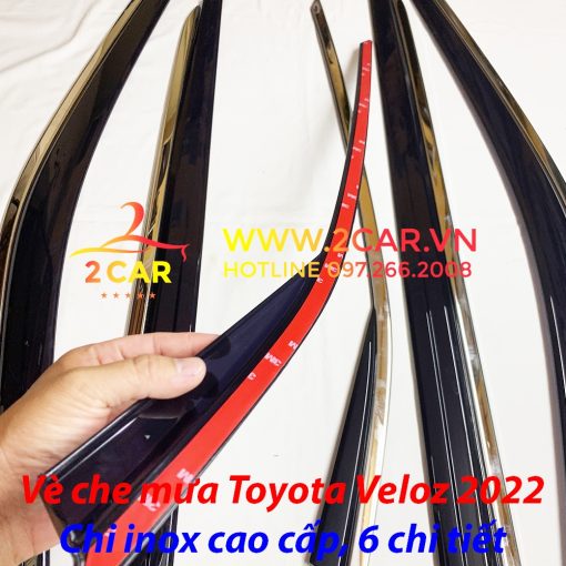 Vè che mưa, viền chắn mưa xe Toyota Veloz 2022 loại chỉ Inox 6 chi tiết cao cấp - Hình ảnh 4
