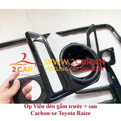 Ốp viền đèn gầm trước, sau CACBON xe Toyota Raize 2021- 2022, Vân Carbon cao cấp - Hình ảnh 4