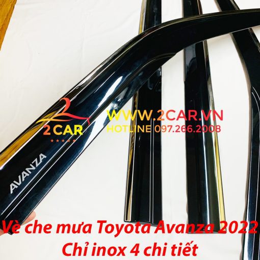Vè che mưa, viền chắn mưa xe Toyota Avanza 2022 loại chỉ Inox 4 chi tiết cao cấp - Hình ảnh 4