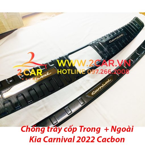 Ốp chống trầy cốp, ốp nẹp cốp sau carbon xe Kia Carnival 2021- 2022- 2023 vân cacbon cao cấp - Hình ảnh 3