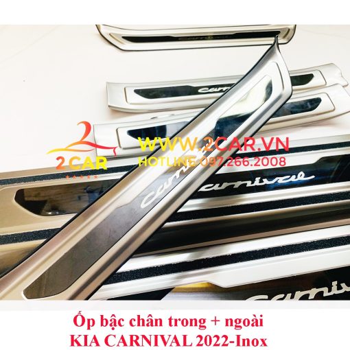 Ốp bậc cửa, Nẹp bước chân trong ngoài xe KIA Carnival 2021 - 2022- 2023 Hàng cao cấp ( Tặng kèm keo 3M) - Hình ảnh 3