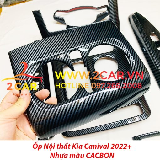 Ốp nội thất CACBON xe Kia Carnival 2022- 2023 nhựa vân carbon cao cấp,ốp công tắc lên xuống kính, hộp cần số xe Carnival - Hình ảnh 3