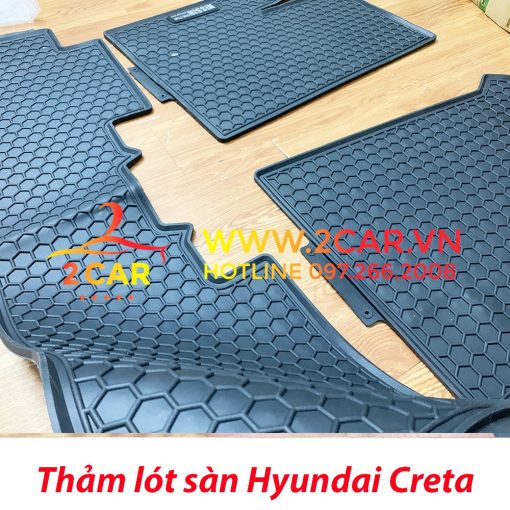 Thảm sàn, Thảm lót sàn xe Hyundai CRETA 2022 2023 cao su đúc, vân tổ ong, không mùi, MẪU NISSIN - Hình ảnh 4