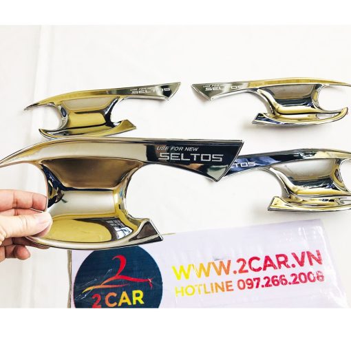 Ốp Tay nắm, Hõm Cửa, chén cửa Xe Kia SELTOS 2020, 2021, 2022 mạ crom cao cấp DÀNH CHO BẢN CÓ TỪ Premium , Luxury - Hình ảnh 5