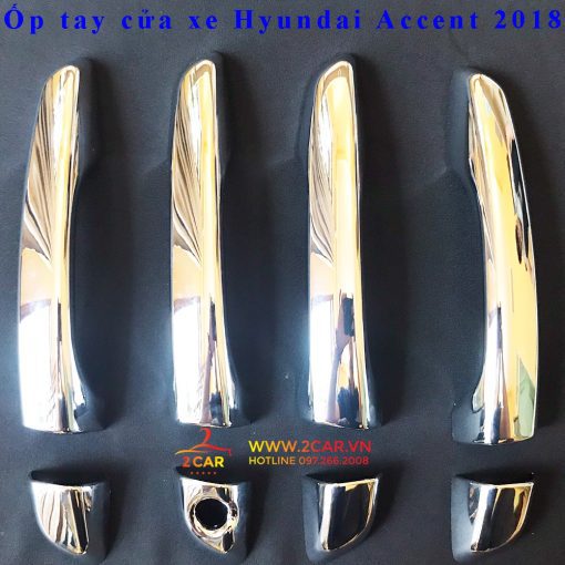 Ốp tay nắm, hõm cửa xe Hyundai Accent 2018- 2020- 2021- 2022- 2023 MẠ CROM sáng bóng - Hình ảnh 5