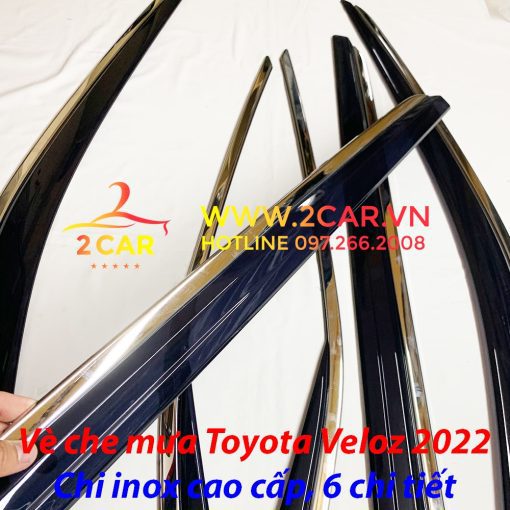 Vè che mưa, viền chắn mưa xe Toyota Veloz 2022 loại chỉ Inox 6 chi tiết cao cấp - Hình ảnh 5