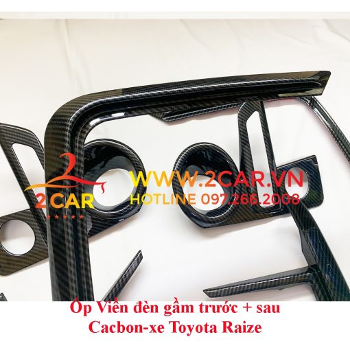 Ốp viền đèn gầm trước, sau CACBON xe Toyota Raize 2021- 2022, Vân Carbon cao cấp - Hình ảnh 5