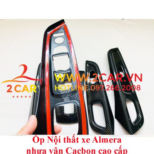 Ốp nội thất CARBON xe Nissan Almera 2021 2022 2023 Hàng nhựa ABS vân cacbon cao cấp - Ảnh 5