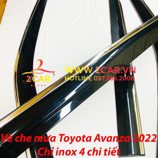 Vè che mưa, viền chắn mưa xe Toyota Avanza 2022 loại chỉ Inox 4 chi tiết cao cấp - Hình ảnh 5