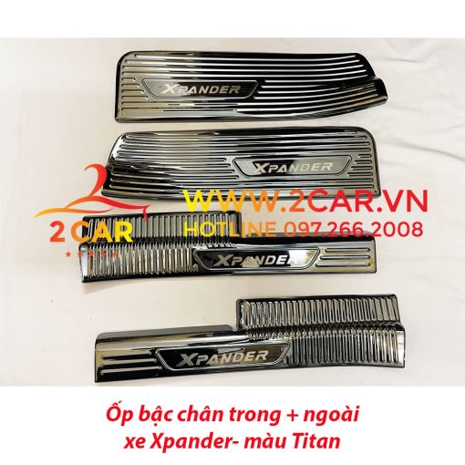 Ốp bậc cửa, nẹp bước chân trong, ngoài xe Xpander 2018- 2021, 2022, 2023 chung bản Cross chất liệu Titan cao cấp - Hình ảnh 5