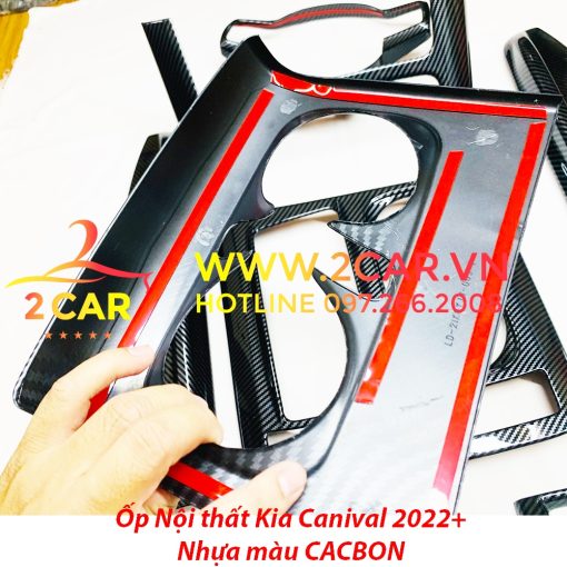 Ốp nội thất CACBON xe Kia Carnival 2022- 2023 nhựa vân carbon cao cấp,ốp công tắc lên xuống kính, hộp cần số xe Carnival - Hình ảnh 4